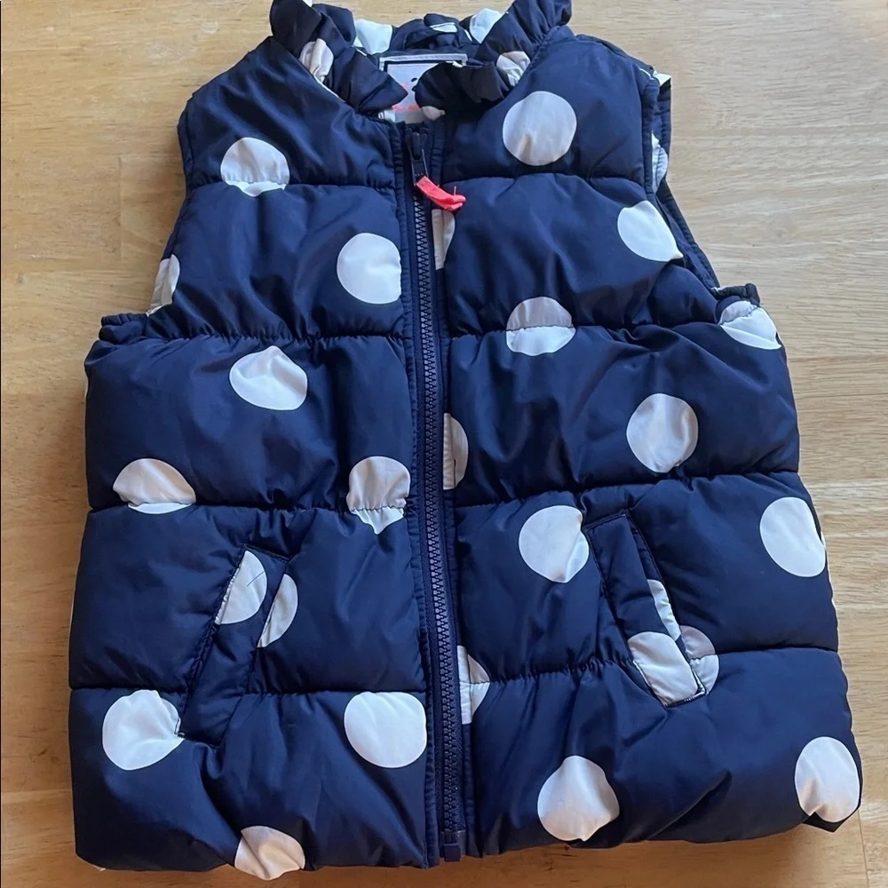 Navy Polka Dot Puffer Vest